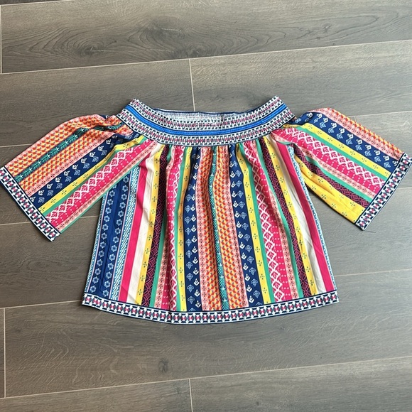 Flying Tomato Multicolour Boho Striped Smocked Off The Shoulders Top - Picture 8 of 14